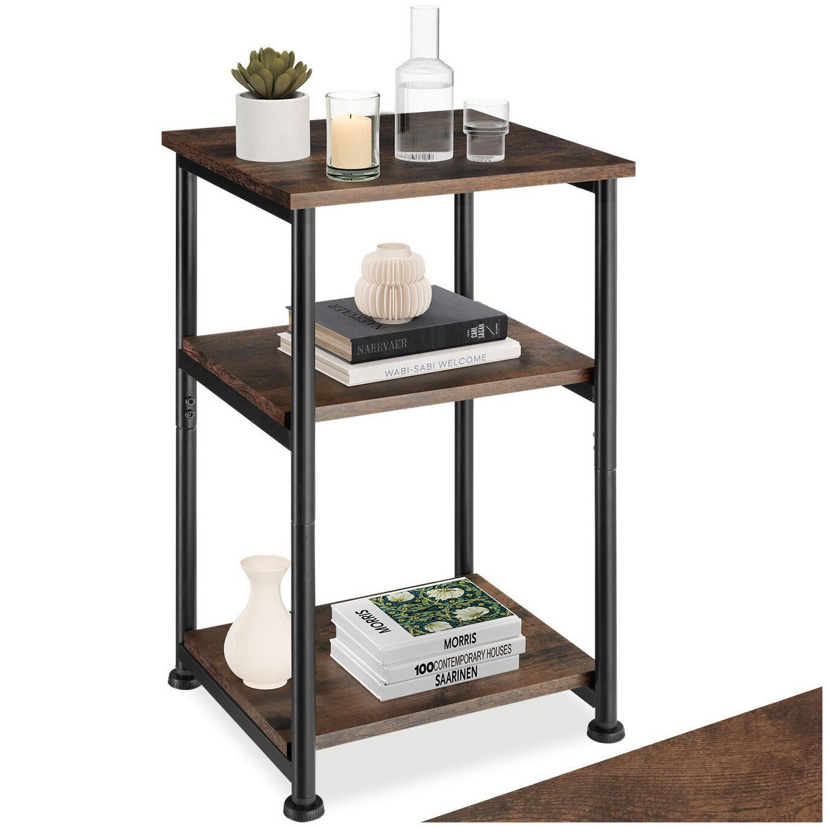 BEISTELLTISCH Memphis,34 x 30 x 59 cm,Industrial Holz dunkel, rustikal - Rostfarben, Holzwerkstoff (30/34/59cm) - tectake