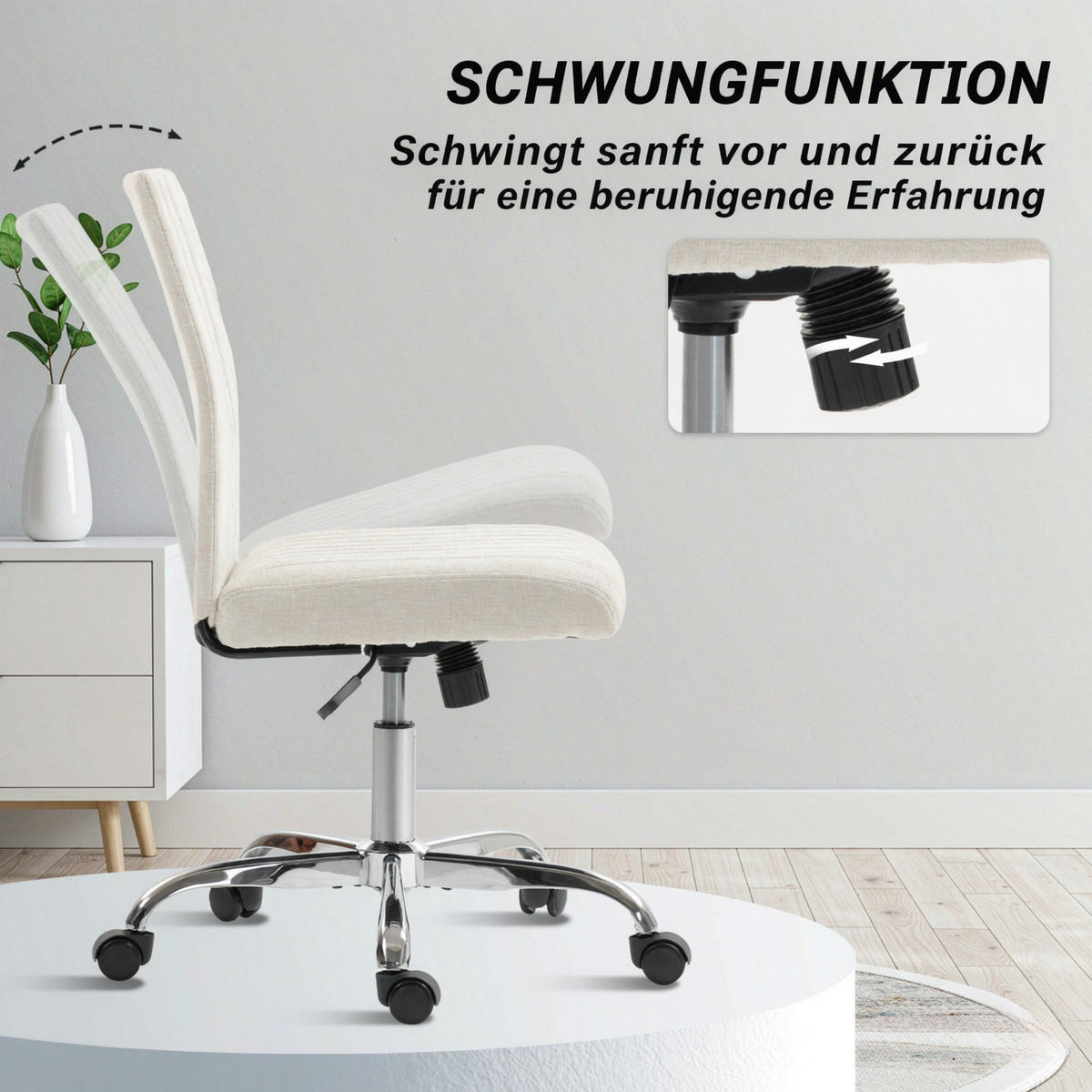 DREHSTUHL höhenverstellbar 360° drehbar 120 kg - Weiß, Textil (43/89/56cm) - Gisaae