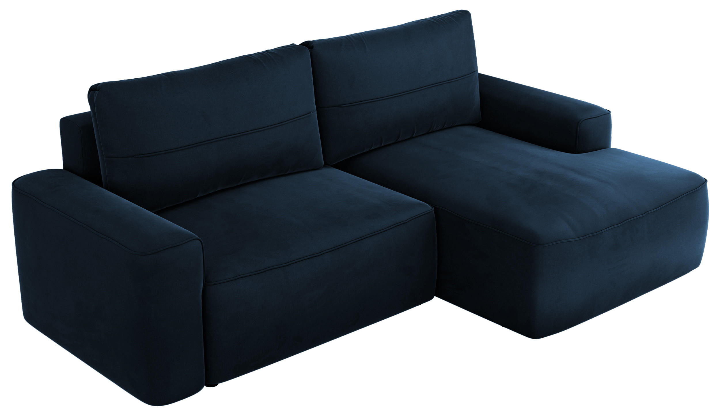 ECKSOFA BELLUNO L Dunkelblau Velvet - Rechts - Blau/Schwarz, Textil (233/144cm) - MKS