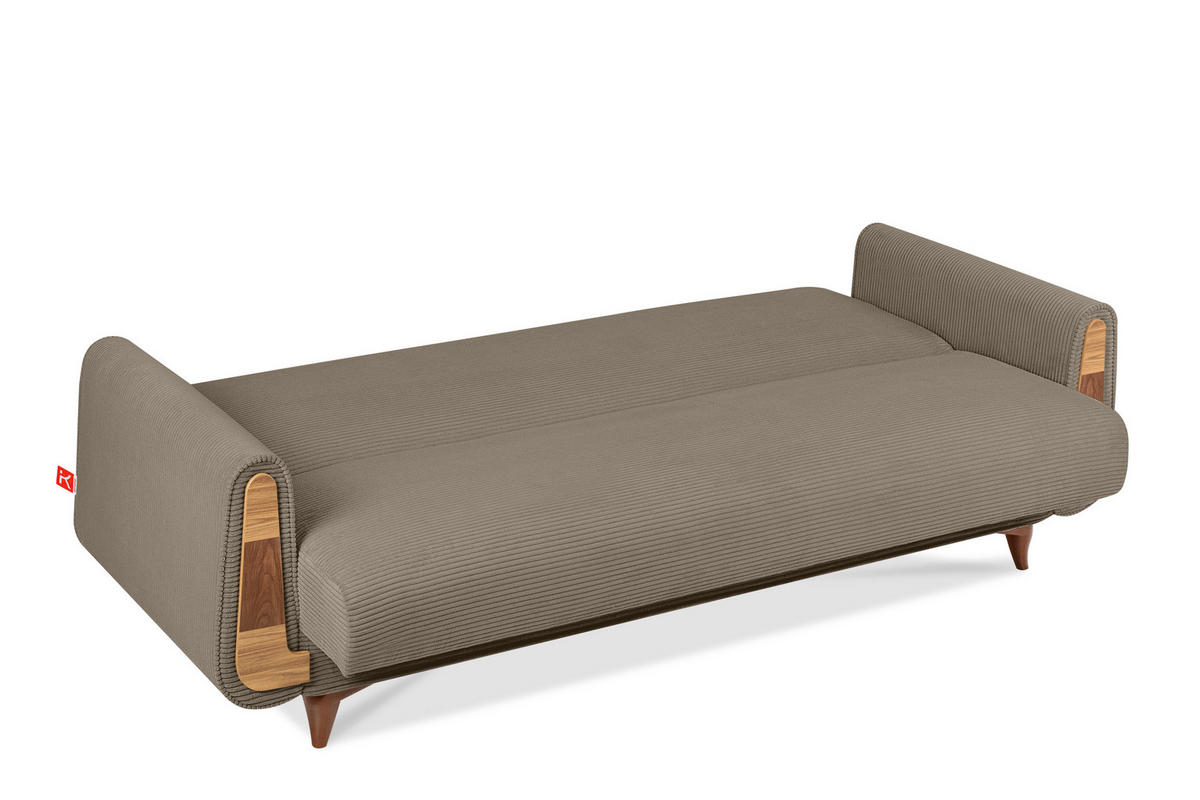 3-SITZER-SCHLAFSOFA GUSTAVO II mit Armlehnen, Beige - Beige, Holz/Holzwerkstoff (230/98/98cm) - KONSIMO®
