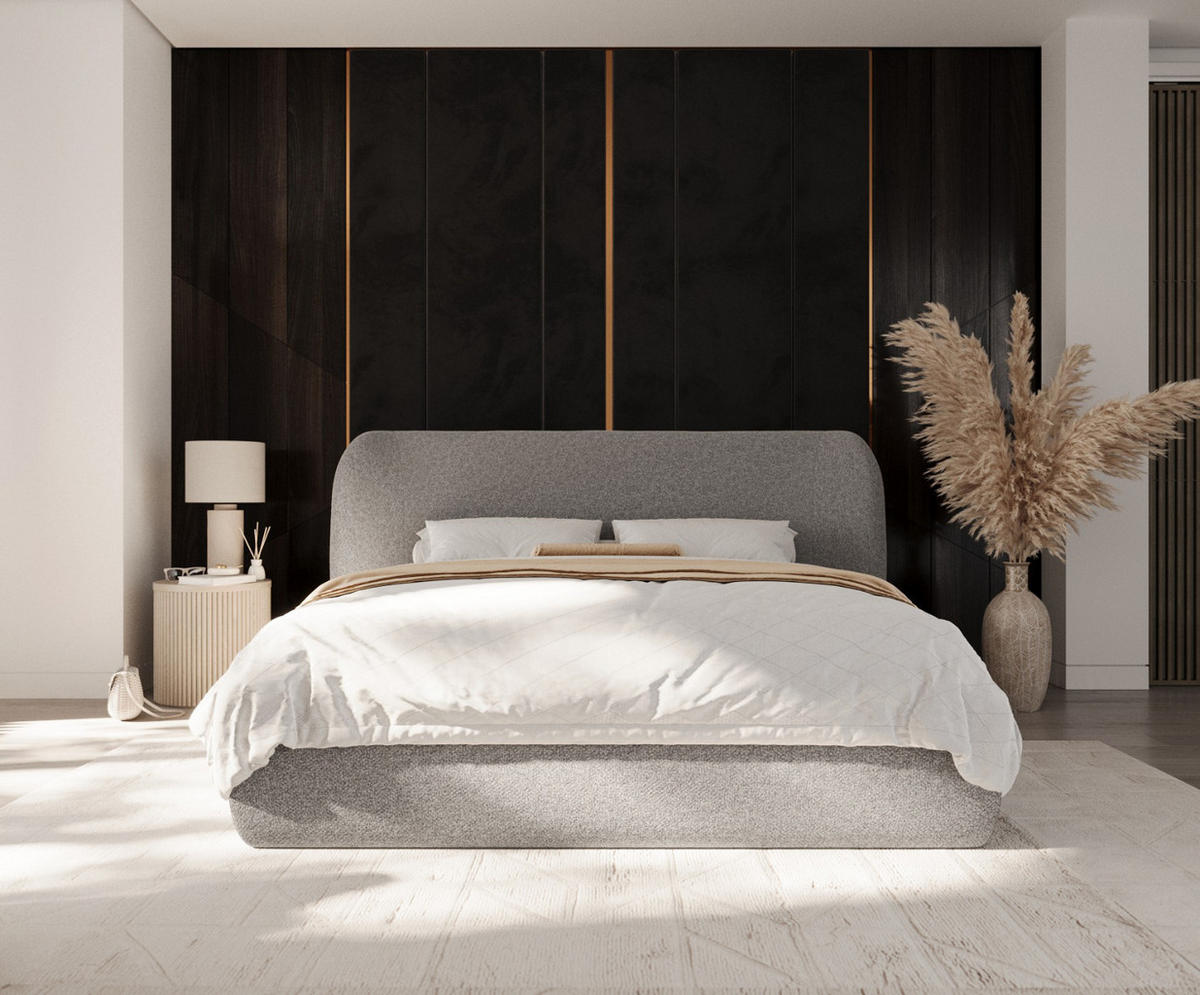 POLSTERBETT Bellano mit Stauraum 160/200 cm Beige im Bubble Stoff - Beige/Schwarz, Holz/Holzwerkstoff (160/200cm) - AltaBeds
