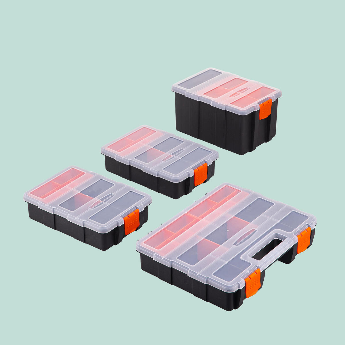 4XSORTIERBOX - Multicolor, Kunststoff (29/18/22cm) - Relaxdays