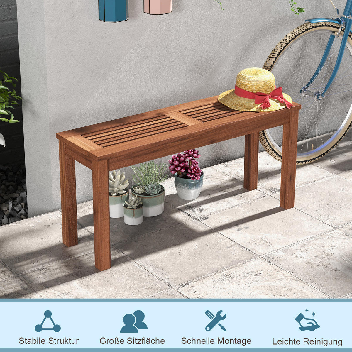 HOLZBANK für die Terrasse Natur - Braun, Holz (30.5/47/100cm) - COSTWAY
