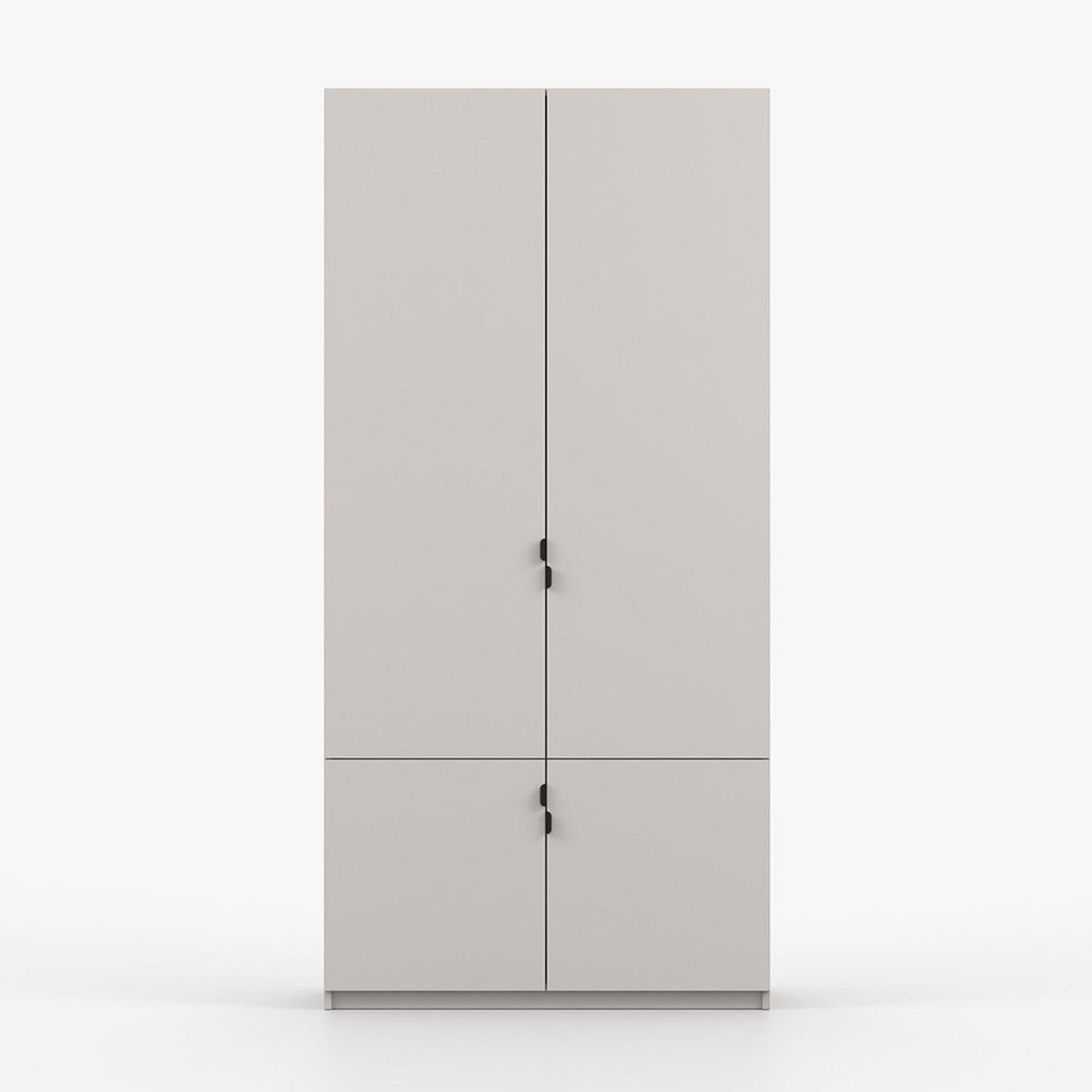 DREHTÜRENSCHRANK MEZZO 4D 100 cm Kaschmir/Kaschmir, 4-türig, schwarze Metallgriffe - Kaschmir/Schwarz, Holzwerkstoff/Metall (100/200/50cm) - imoebel24
