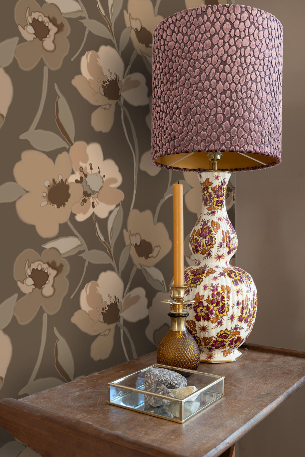 TAPETE Blumen 50 x 900 cm - Braun, Papier (50/900cm) - ESTAhome
