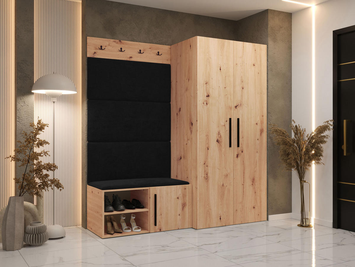 GARDEROBEN-SET Medi I - Anthrazit/Schwarz, Holzwerkstoff/Kunststoff (80/191/50cm) - MIRJAN24