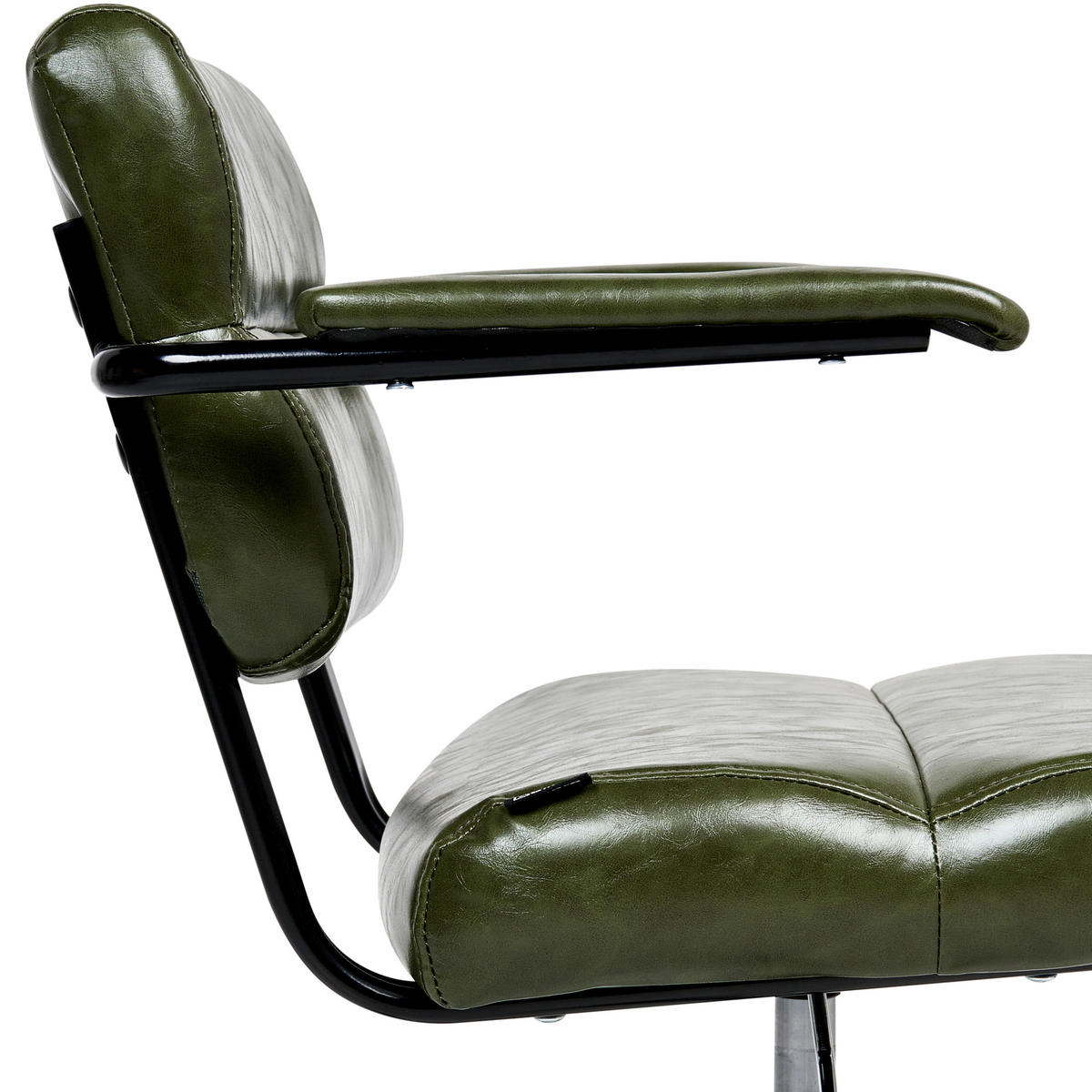 SCHREIBTISCHSTUHL Grün Candor - Dunkelgrün/Silberfarben, Kunststoff (47/74/45cm) - Beliani