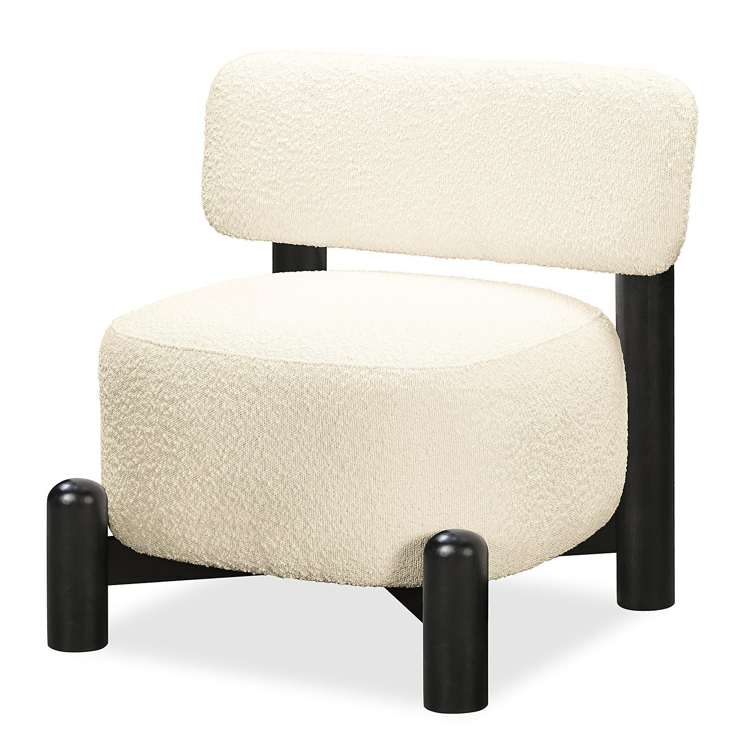 SESSEL - Bouclé Stoff - Creme, Holz/Textil (76/65/81cm) - home24