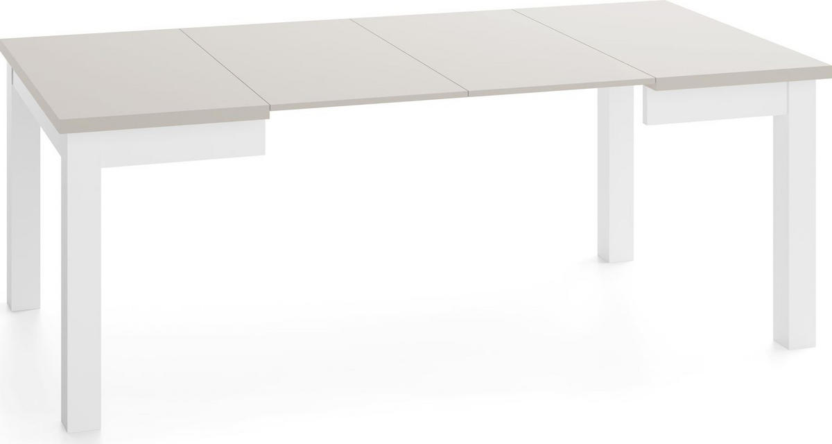 ESSTISCH Toren Weiß ausziehbar verlängerbar quadratisch, Kaschmir 100-200/100/76.5 cm - Kaschmir/Weiß, Holz/Holzwerkstoff (100/100/77cm) - WFL GROUP