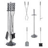 KAMINBESTECK-SET 5 TLG. Dovre - Silberfarben, Metall (17.5/80/17.5cm) - [en.casa]