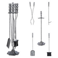 KAMINBESTECK-SET 5 TLG. Dovre - Silberfarben, Metall (17.5/80/17.5cm) - [en.casa]