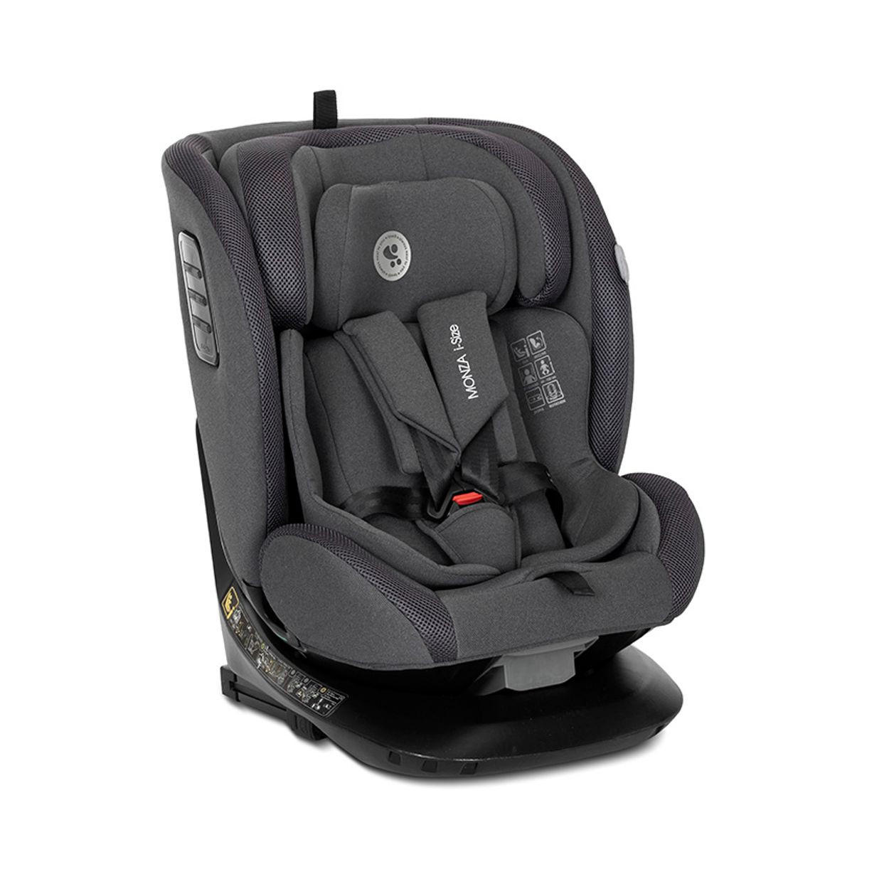 KINDERSITZ Monza i-Size grau (40-150cm) Isofix, Anti-Rebound-Bügel, drehbar - Grau, Textil (45/76/51cm) - Lorelli