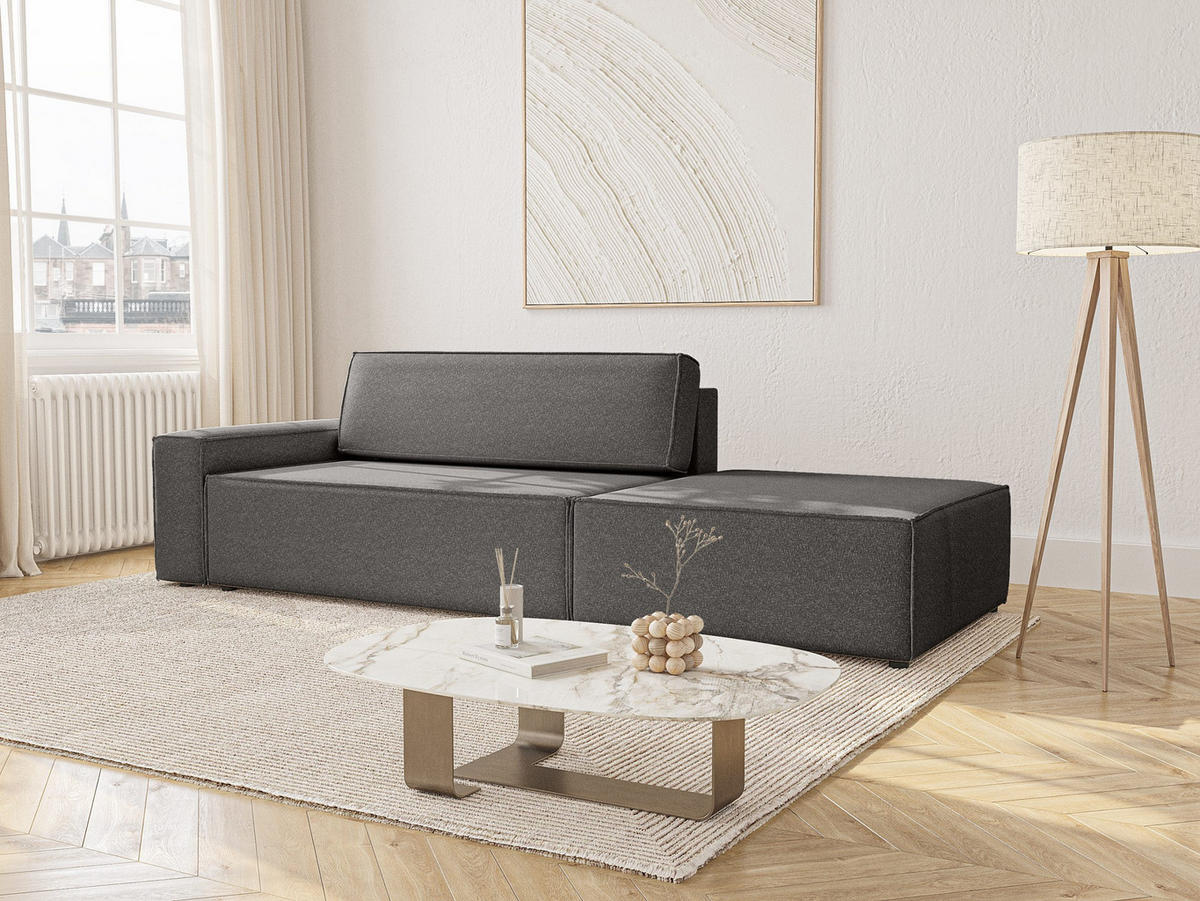 SCHLAFSOFA Lummo Si mit Schlaffunktion, Graphit - Graphitfarben, Textil (263/70/100cm) - Fedve
