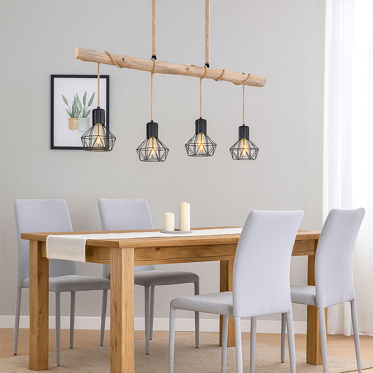 HÄNGELEUCHTE Metall Braun Holzoptik - Braun, Holz (100/15/120cm) - Globo Lighting