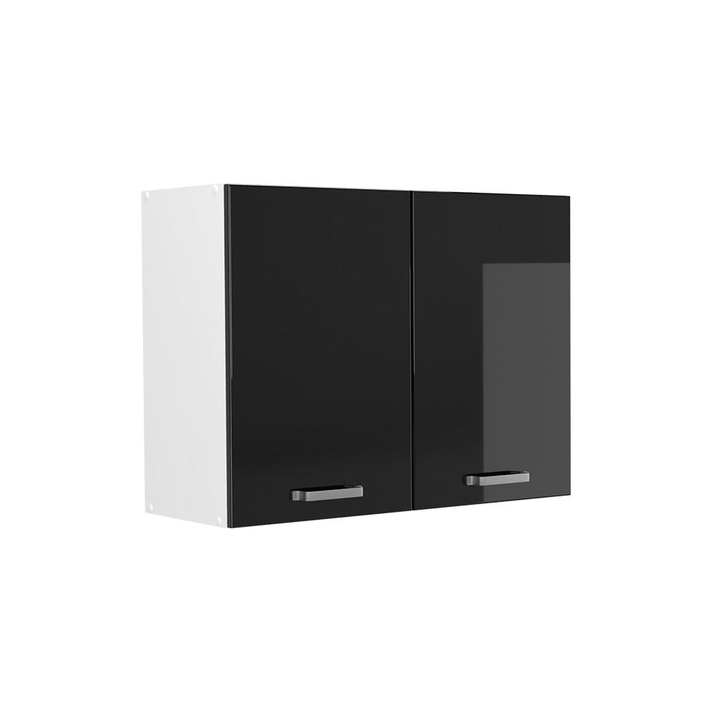 KÜCHENGLASSCHRANK R-Line, Schwarz Hochglanz/Weiß, 80 cm - Schwarz Hochglanz/Weiß, Holzwerkstoff (80/310/31cm) - Vicco