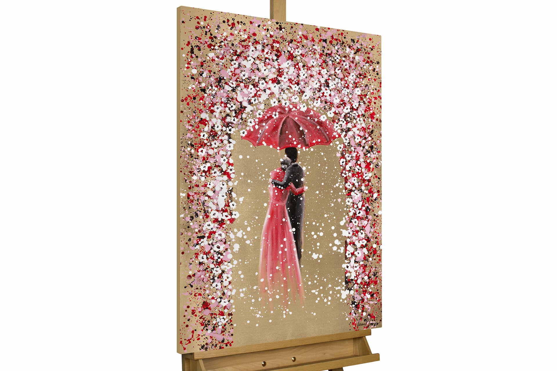 KUNSTLOFT RUČNĚ MALOVANÝ AKRYLOVÝ OBRAZ ČERVENÝ/ZLATÝ, 60/90 CM