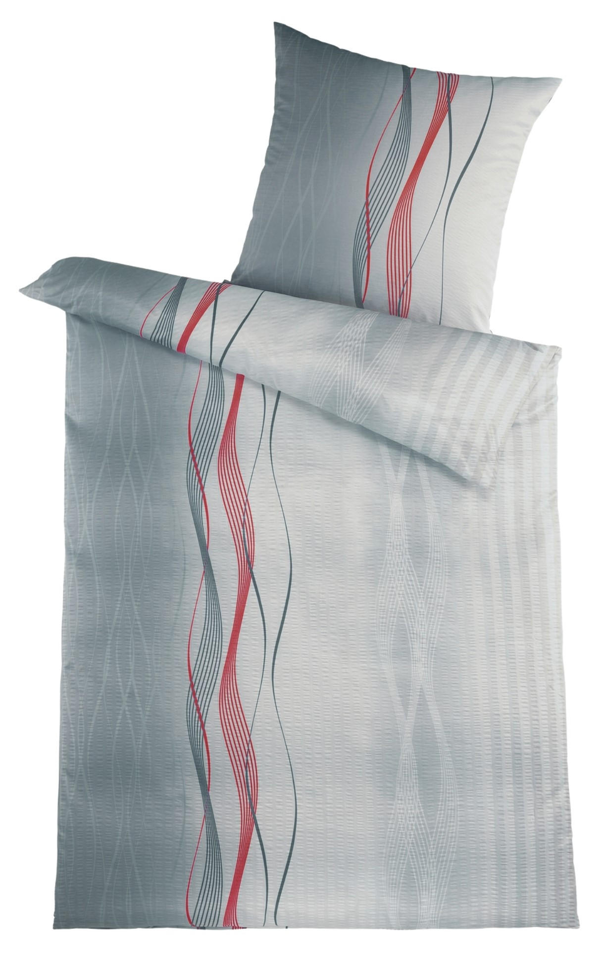 SEERSUCKER-BETTWÄSCHE 135x200 Sommer Bettbezug Bügelfrei aus Mikrofaser - Muster Grau - Multicolor/Grau, Textil (135/200cm) - Carpe Sonno