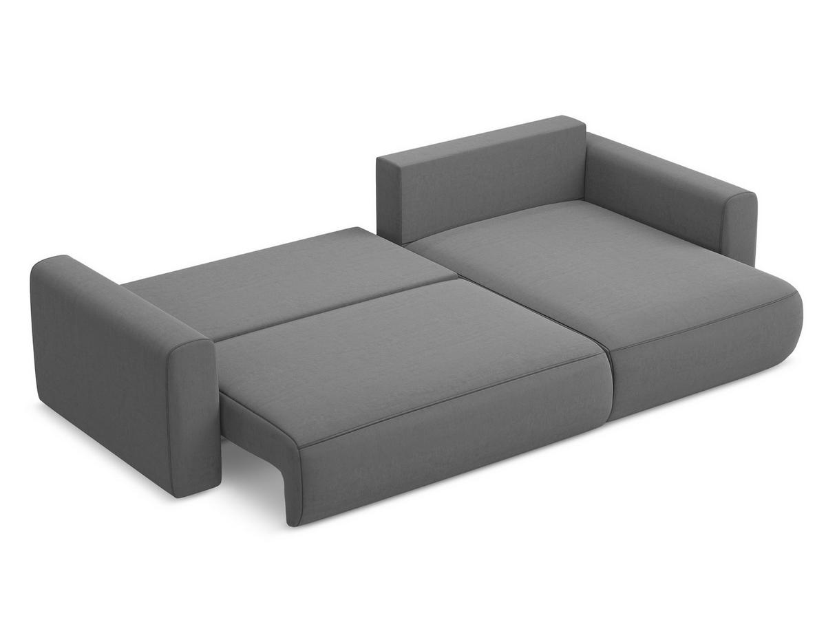 ECKSOFA mit Schlaffunktion Samt Stoff Grau - Schwarz/Grau, Kunststoff/Textil (278/149cm) - Makamii