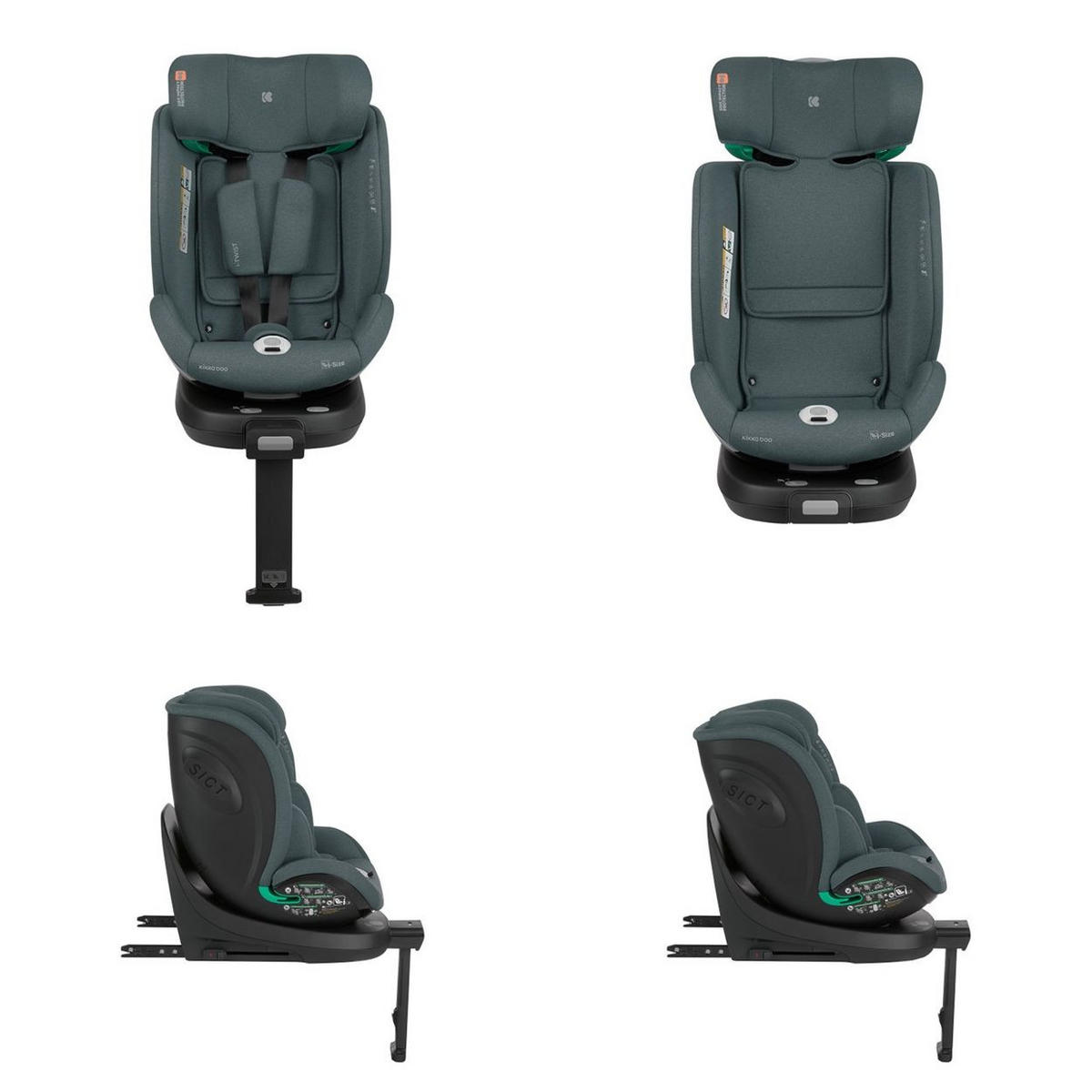 KINDERSITZ i-Twist i-Size grün (40-150 cm) Gruppe 0+/1/2/3 Stützbein Isofix - Grün, Kunststoff (43/62/55cm) - Kikka boo