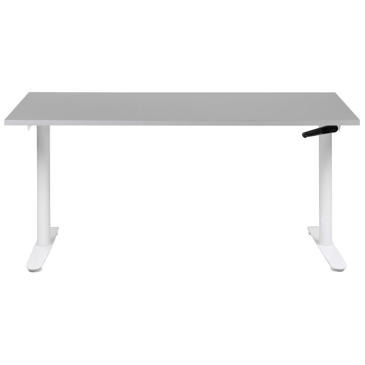 SCHREIBTISCH grauweiß 160/72 cm manuell höhenverstellbar Destin IV - Weiß/Grau, Holz (72/160/74cm) - Beliani