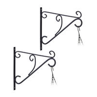 2XBLUMENAMPELHALTERUNG - Schwarz, Metall (30/28/2cm) - Relaxdays