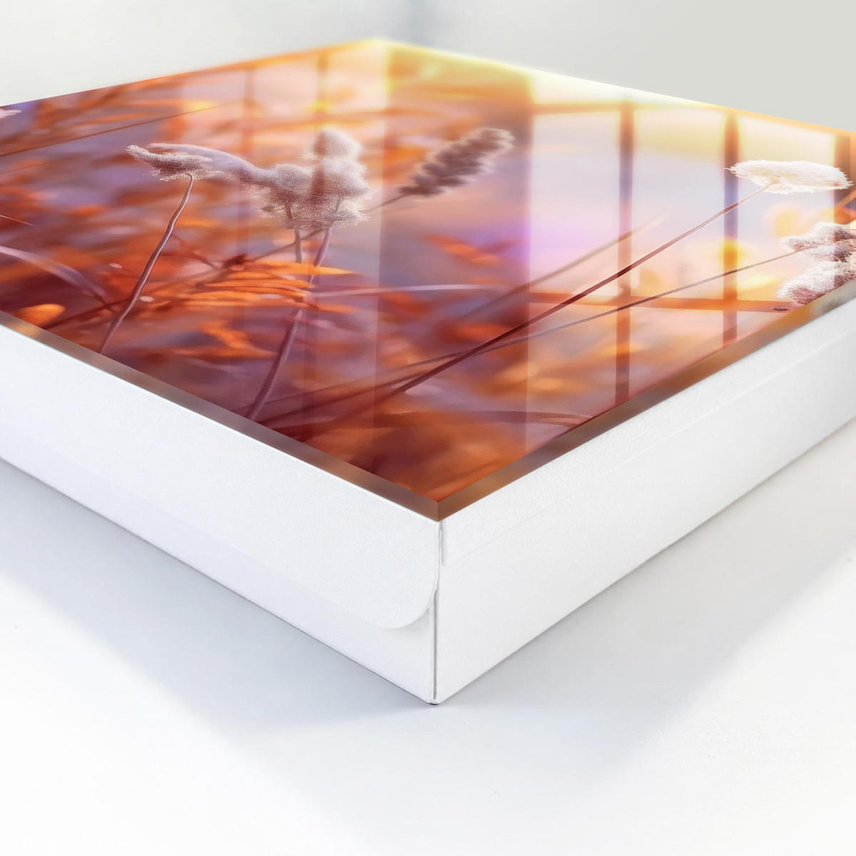 SCHLÜSSELBOX Weiß 30x30 cm – Türöffnung nach rechts - Sonnenuntergang - Orange, Metall (30/30/5cm) - TULUP
