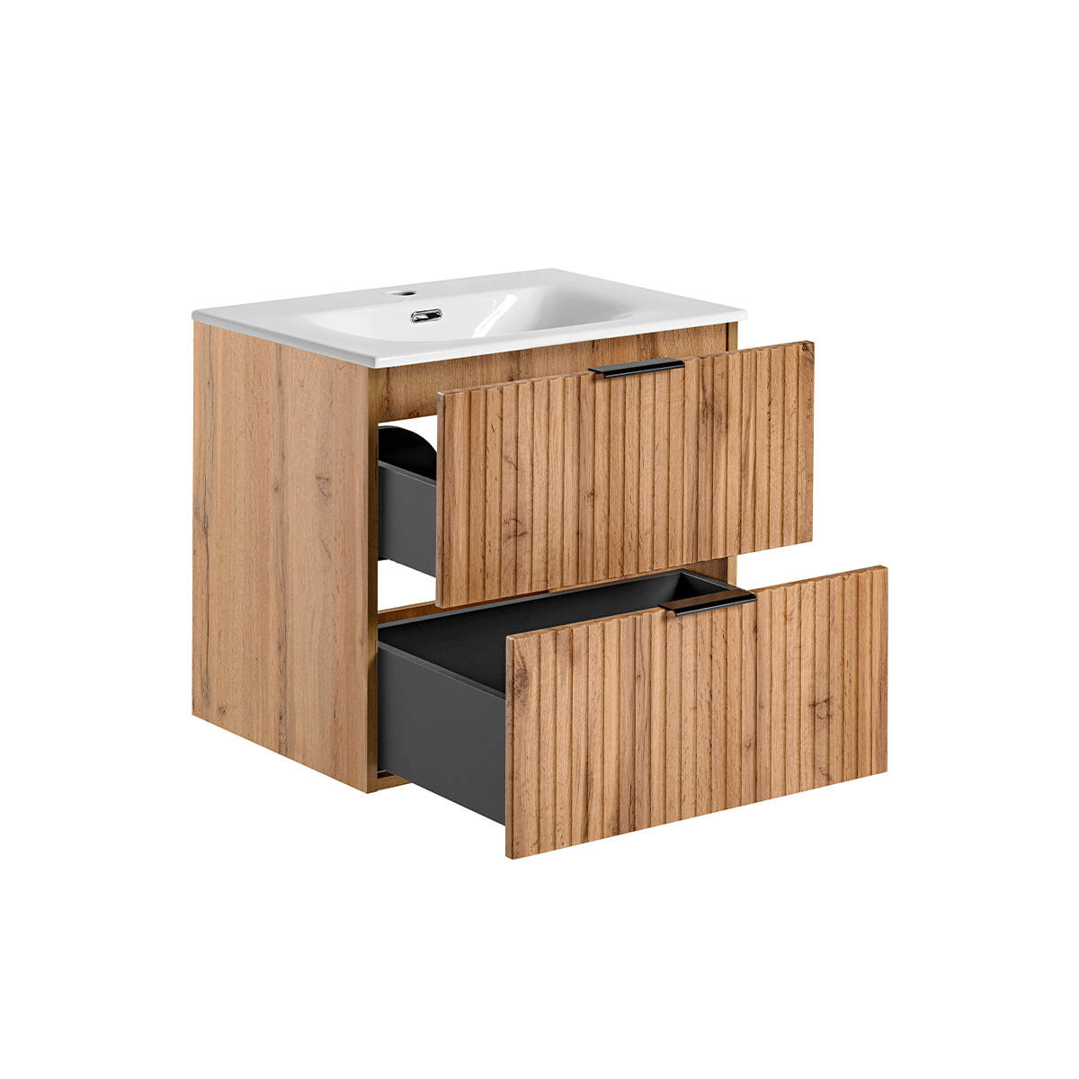 UMIVAONIK 60.2cm Adriel Drvo s efektom hrasta - smeđa, drvni materijal (60.2/57/46cm) - Petits-meubles
