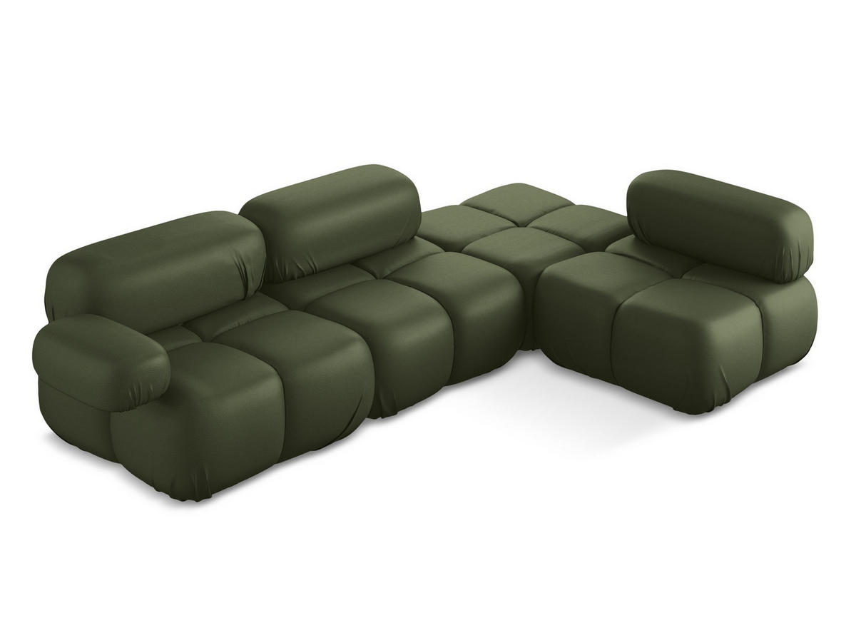 ECKSOFA Rechts Kunstleder Grün - Schwarz/Grün, Leder/Kunststoff (285/190cm) - Makamii