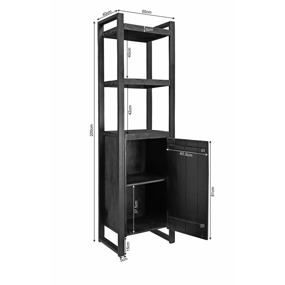 BÜCHERREGAL Boaz Schwarz 40/55/200 cm - Schwarz, Holz (55/200/40cm) - Starfurn