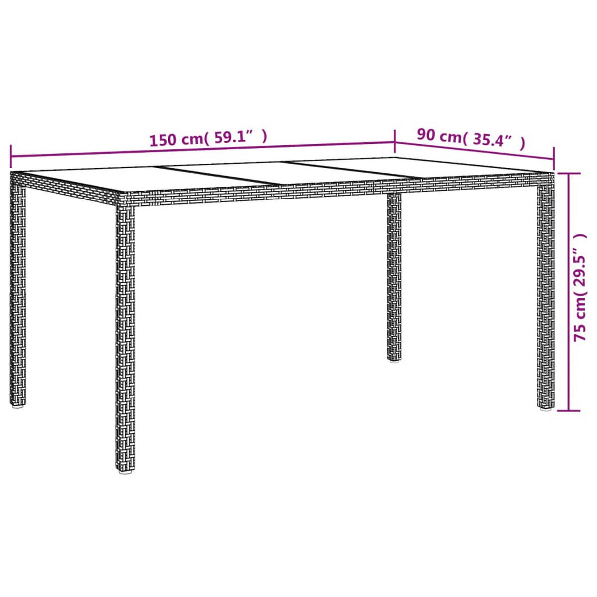 GARTENTISCH Tischorn 90/75/150 cm - Hellbraun, Naturmaterialien (150/90/75cm) - ZMH