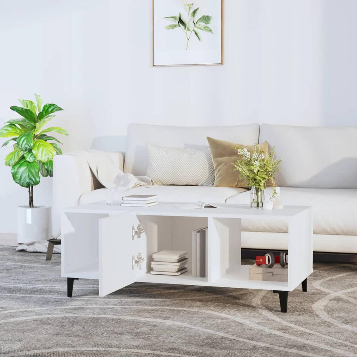 COUCHTISCH Weiß 102x50x40 cm Holzwerkstoff - Weiß, Holzwerkstoff (102/50/40cm) - furnicato