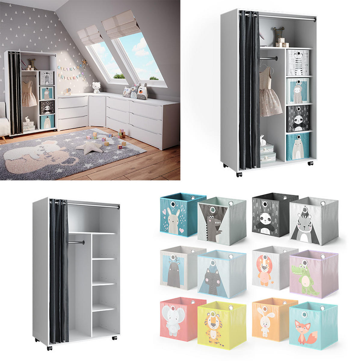 KLEIDERSCHRANK Doros Weiß 100 x 168 cm - Weiß, Holzwerkstoff (100/168/50cm) - Vicco