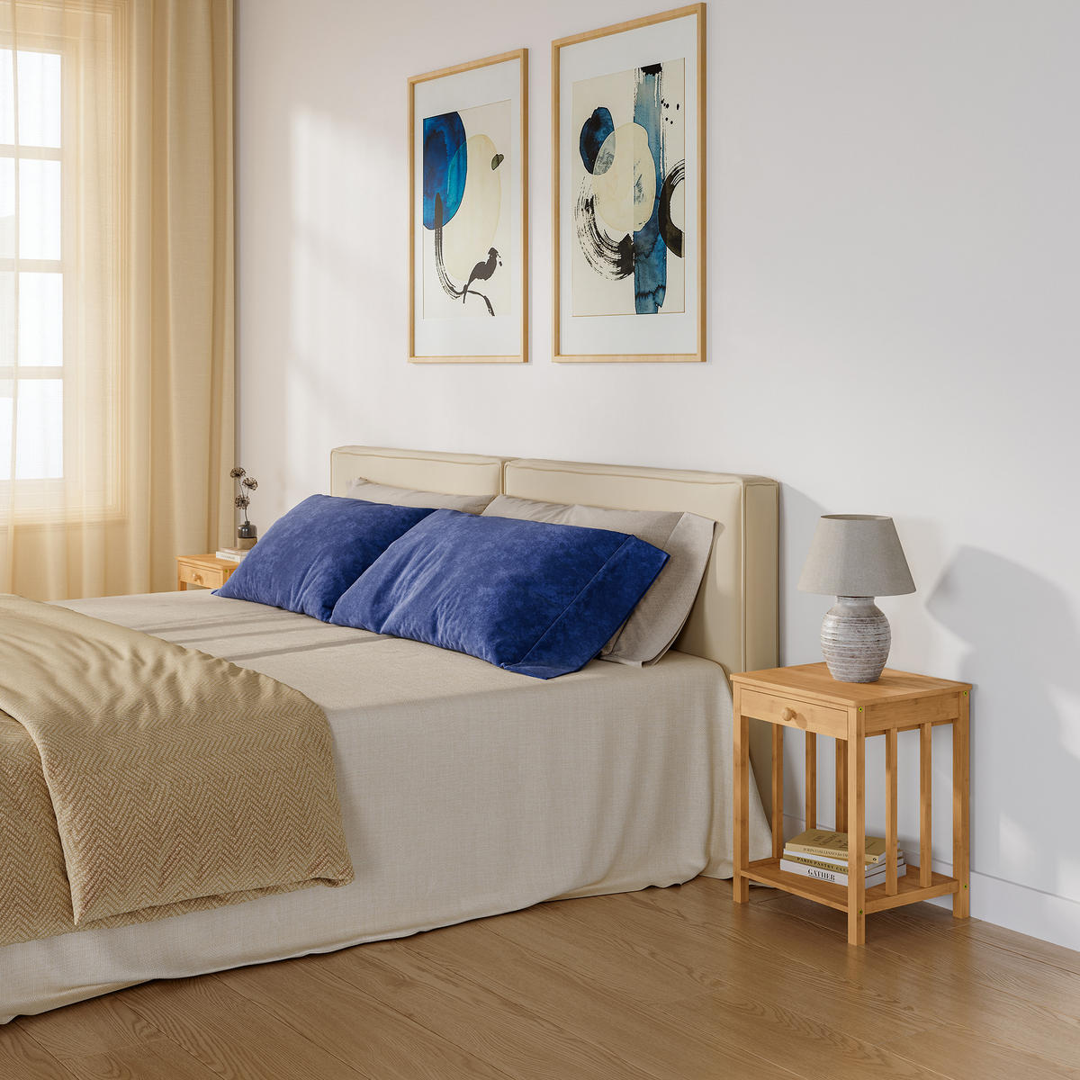 BEISTELLTISCH-SET 2 TLG. Ranua - Naturfarben, Holz (35/40/51cm) - [en.casa]