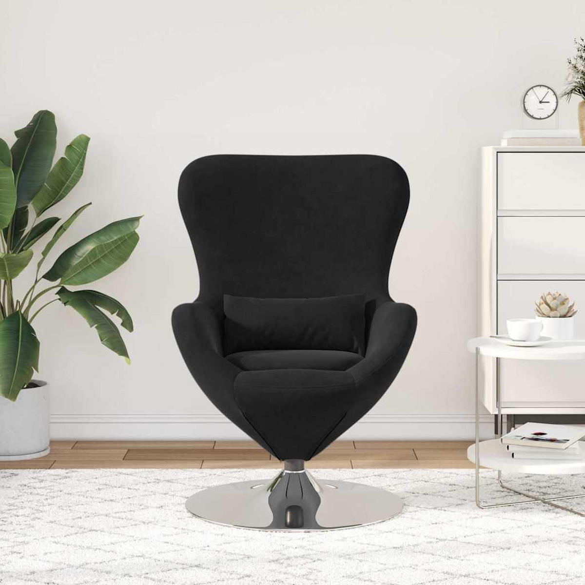EIERSESSEL 63/73/90 cm Schwarz Samt - Schwarz, Textil (73/90/63cm) - vidaXL