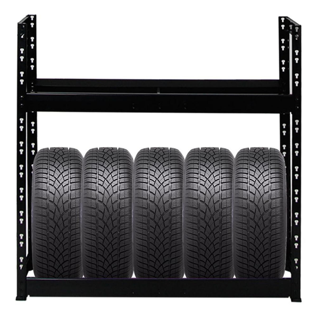 REIFENREGAL Tiger 3er-Set mit 3x 100x110x35 cm 150 kg Fachlast bis zu 24 Reifen mit Ebenen Schwarz - Schwarz, Metall (330/100/35cm) - PROREGAL