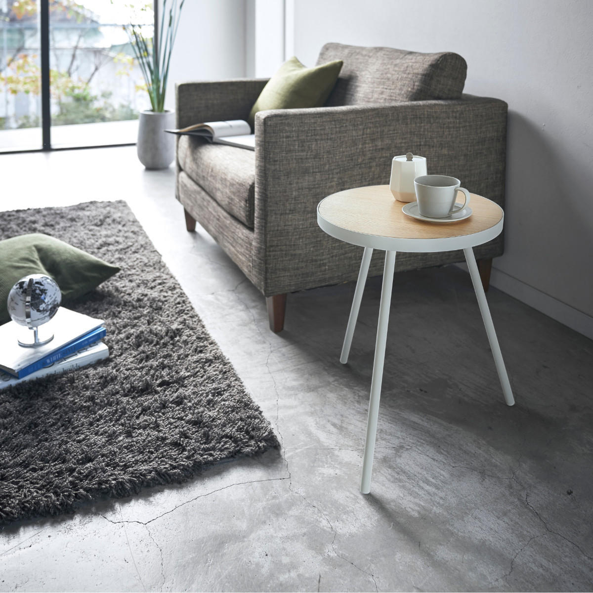 BEISTELLTISCH Tower weiß 49/50/49 cm rund - Weiß, Metall (49/49/50cm) - Yamazaki