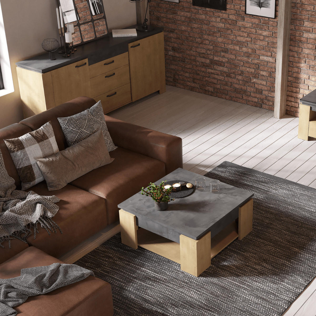 COUCHTISCH - austin 80/80/37,2 cm - Eschefarben, Holzwerkstoff (80/80/37.2cm) - Calicosy