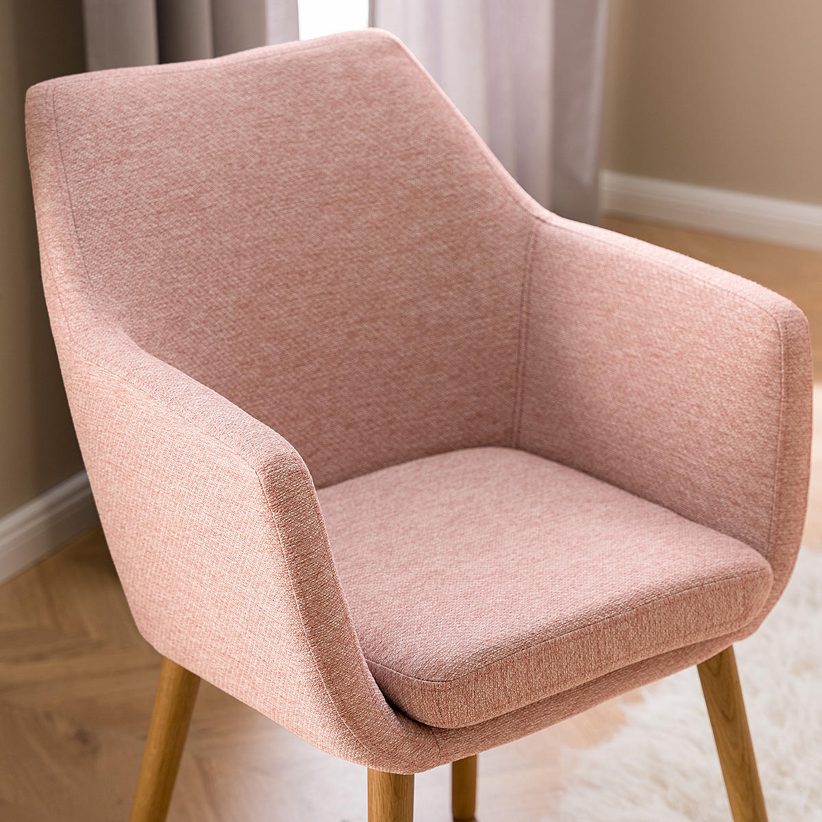 ARMLEHNENSTUHL - Eichefarben/Rosa, Textil (58/84/58cm) - home24