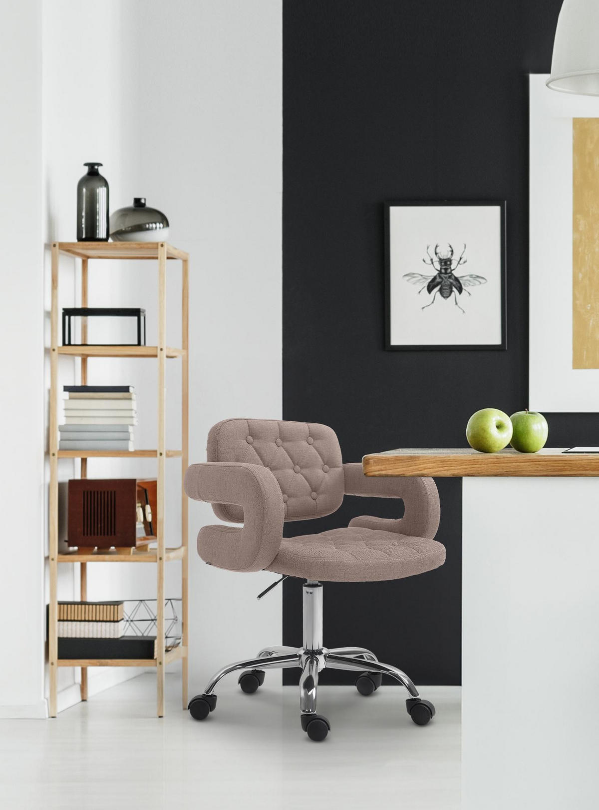 DREHSTUHL Stoff taupe - Taupe/Chromfarben, Textil/Metall (62/78/55cm) - CLP