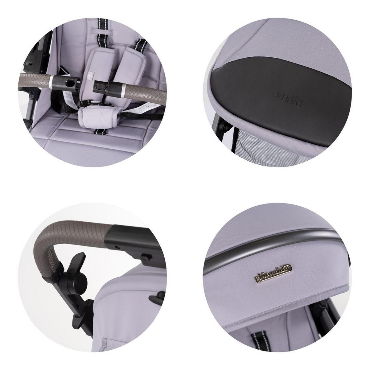 KINDERWAGEN Omnia PU-Räder grau klappbar, Stoßdämpfer, Sonnendach, Fußsack - Grau, Metall (69/63/102cm) - Chipolino