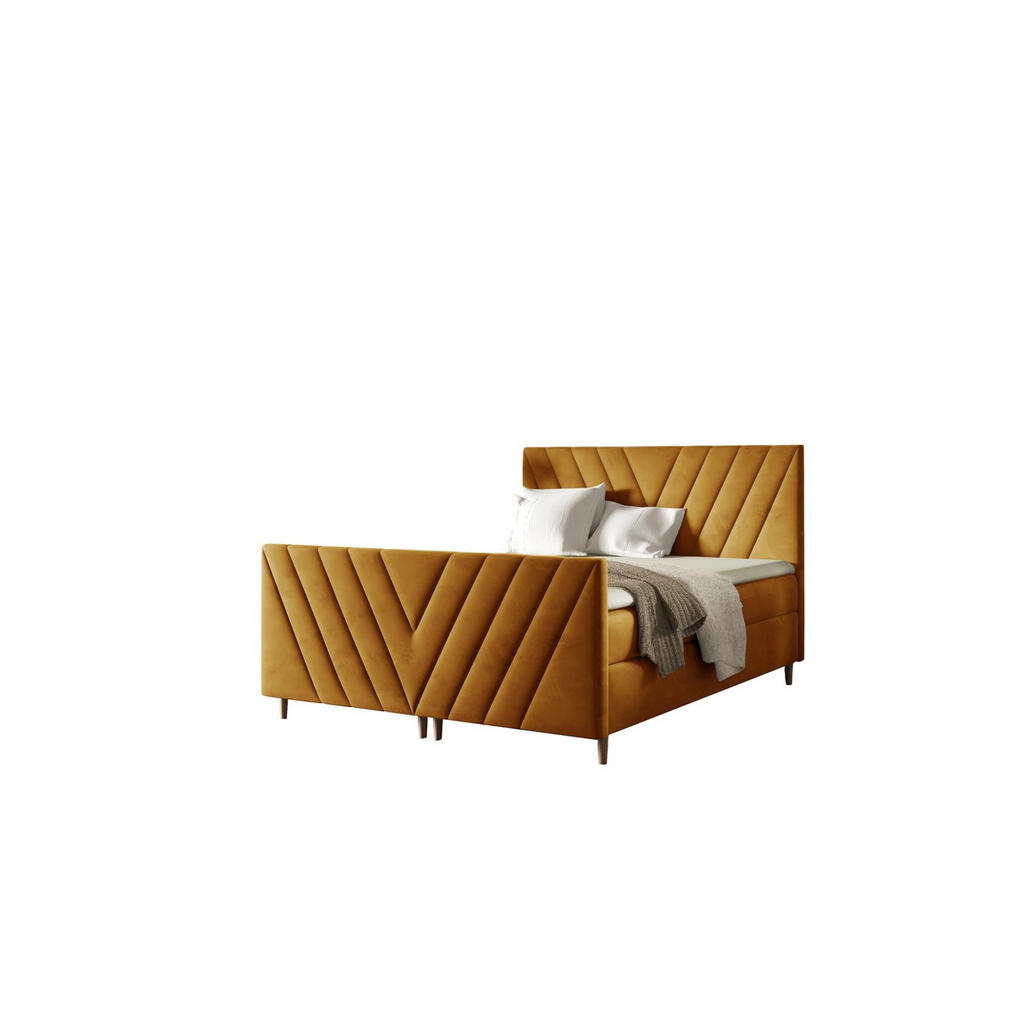Thumbnail - Fun Möbel Boxbett, Gelb, Textil, 200x220 cm, Schlafzimmer, Betten, Boxspringbetten