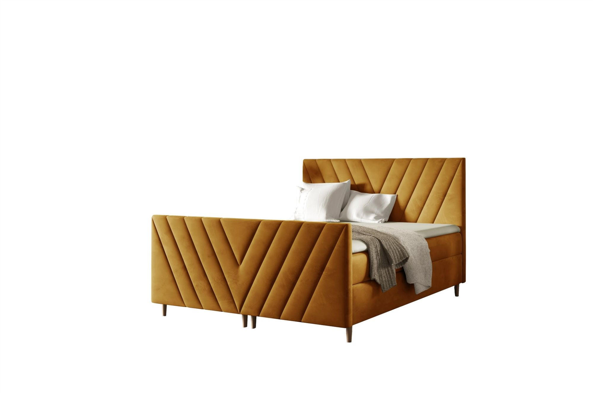 Thumbnail - Fun Möbel Boxbett, Gelb, Textil, 120x200 cm, Schlafzimmer, Betten, Boxspringbetten