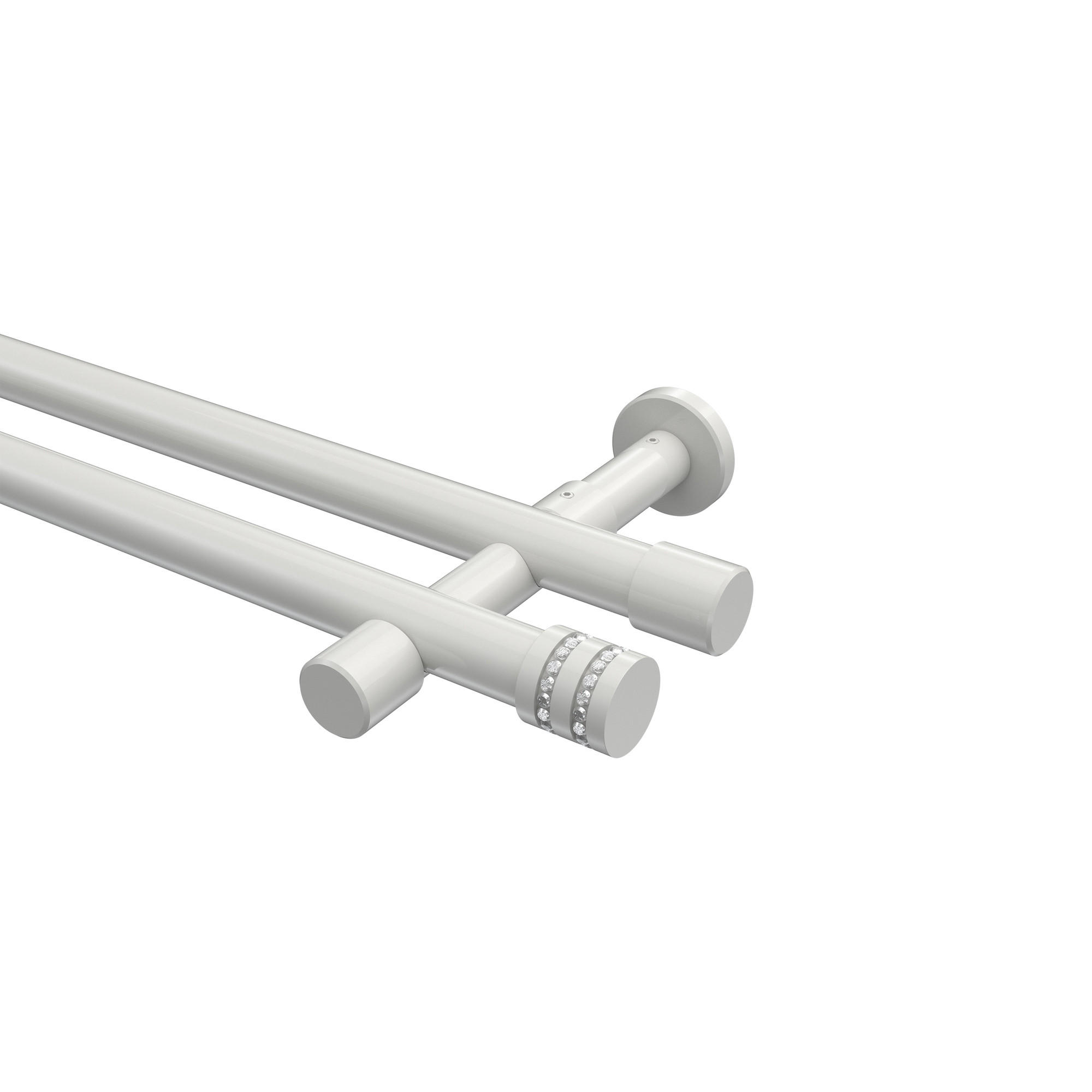 GARDINENSTANGEN-SET Prestige Estana 160 cm, 2-läufig (ohne Ringe), 20 mm Ø Weiß - Weiß, Metall (160cm) - INTERDECO