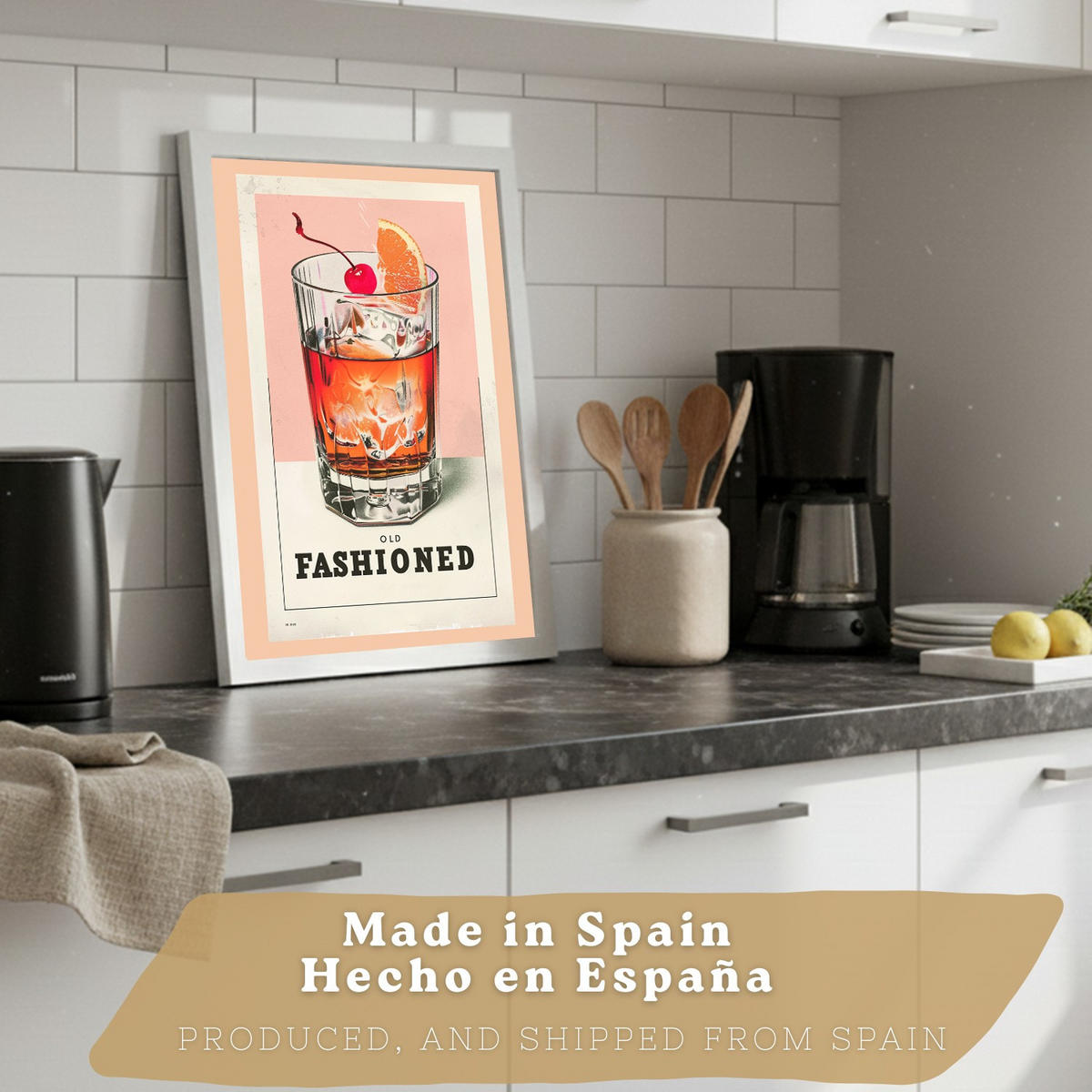 PLAKAT Sada 2 Koktejl A4 Bílý rám - bílá, papír (29.7/1/21cm) - Nacnic