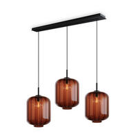 HÄNGELEUCHTE Velo 3-flammig Braun Ø 25cm - Schwarz/Braun, Glas (25/25/27cm) - s.luce