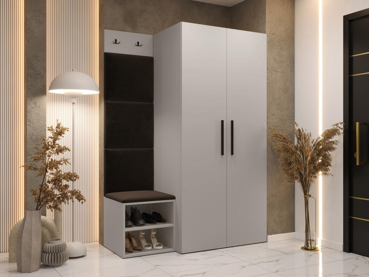 GARDEROBEN-SET Medi IV - Kaschmir/Schwarz, Holzwerkstoff/Kunststoff (80/191/50cm) - MIRJAN24