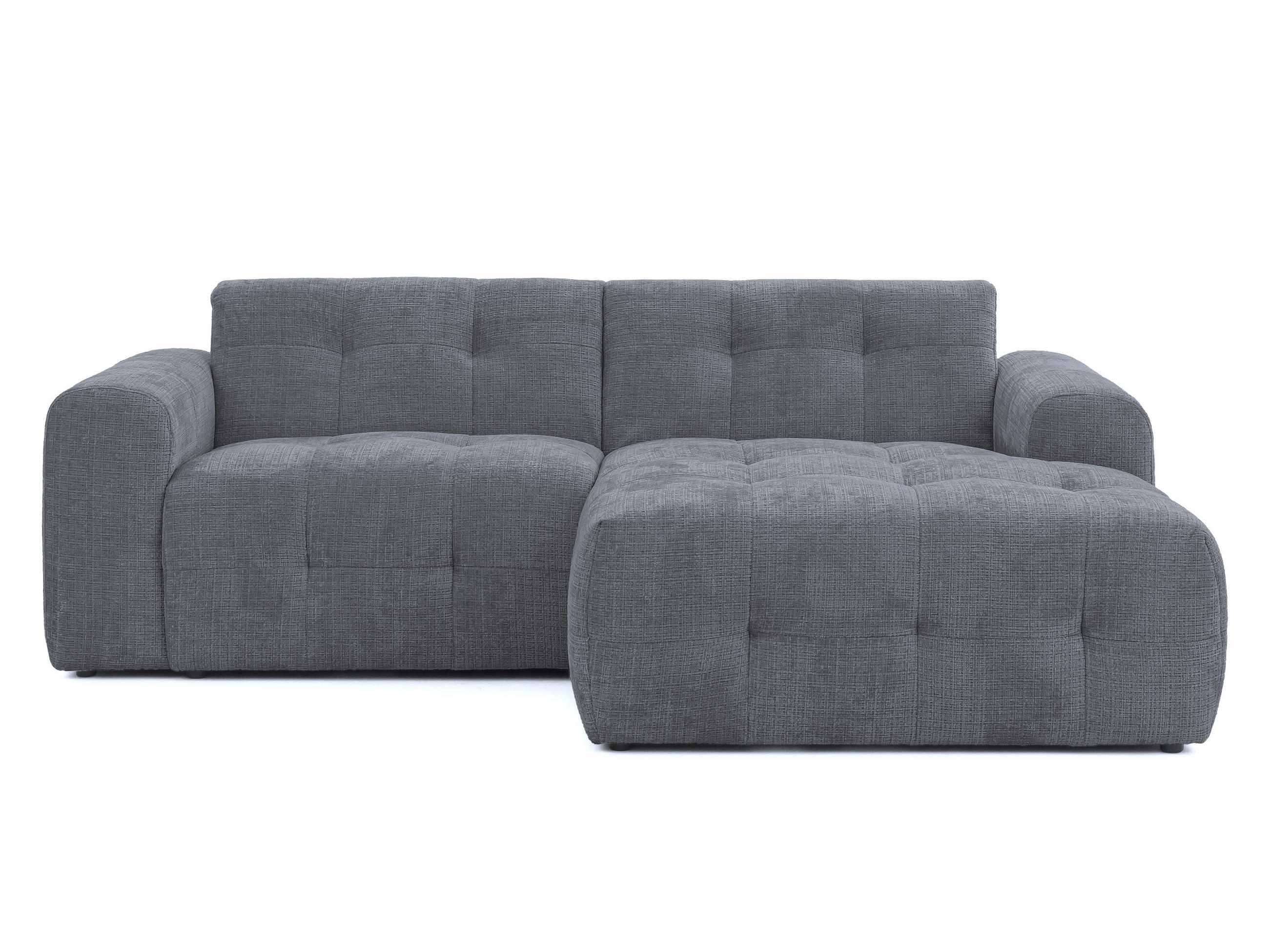luma-home ROHOVÁ POHOVKA s otomanem vpravo, rafinovaným prošíváním, vlnovým pružinovým jádrem, Š234/H161/V79 cm, potah ze ženilky v šedé barvě / 21045