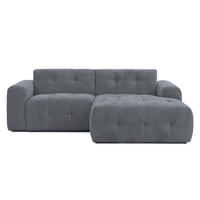 ECKSOFA mit Ottomane rechts, raffinierten Steppungen, Wellenunterfederung, B234/T161/H79 cm, Chenille-Bezug in Grau / 21045 - Schwarz/Grau, Kunststoff/Textil (234/79/161cm) - luma-home