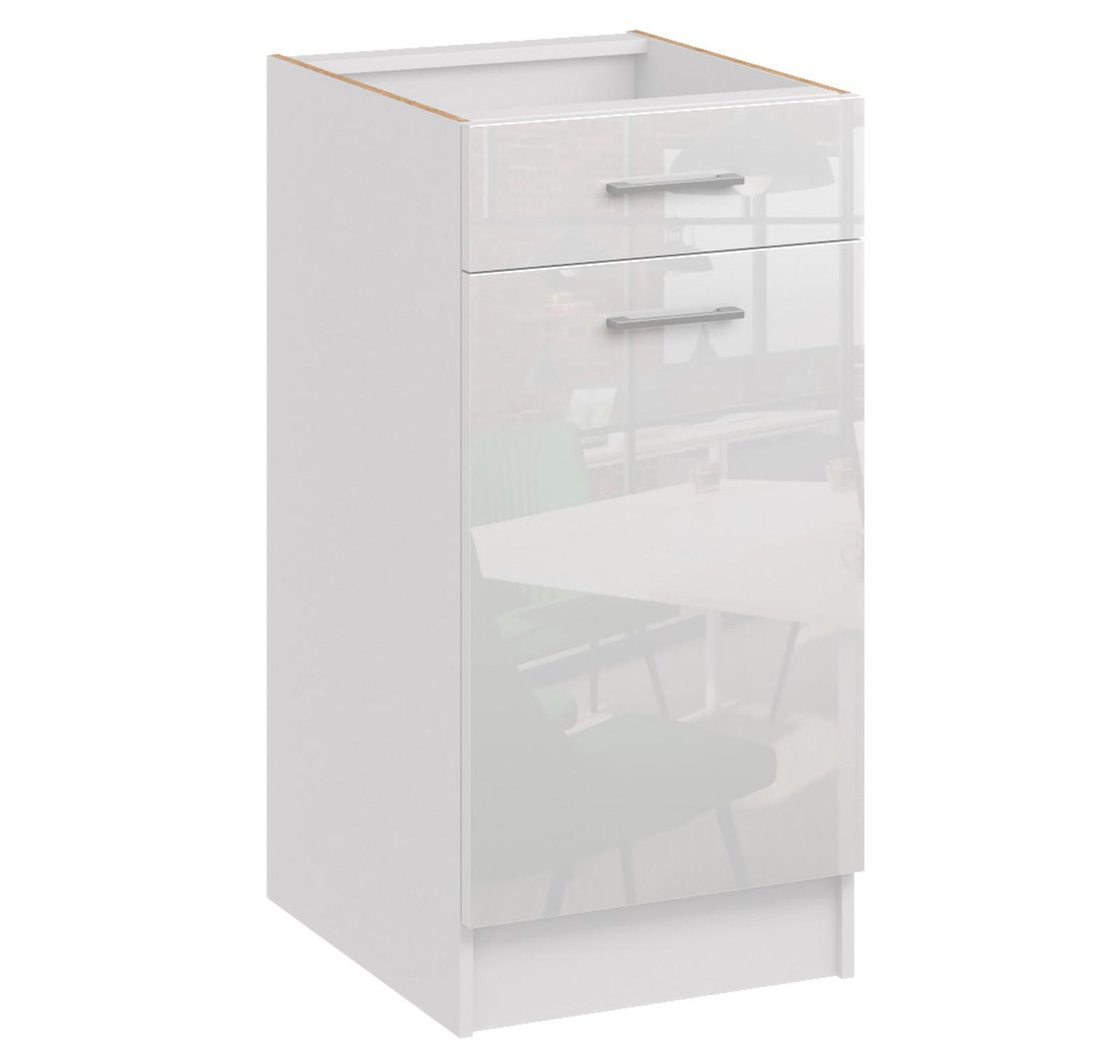 KÜCHENUNTERSCHRANK mit 1 Schublade d40 1sz weiss glanz - Weiß Hochglanz, Holzwerkstoff (40/82/44cm) - roe furniture