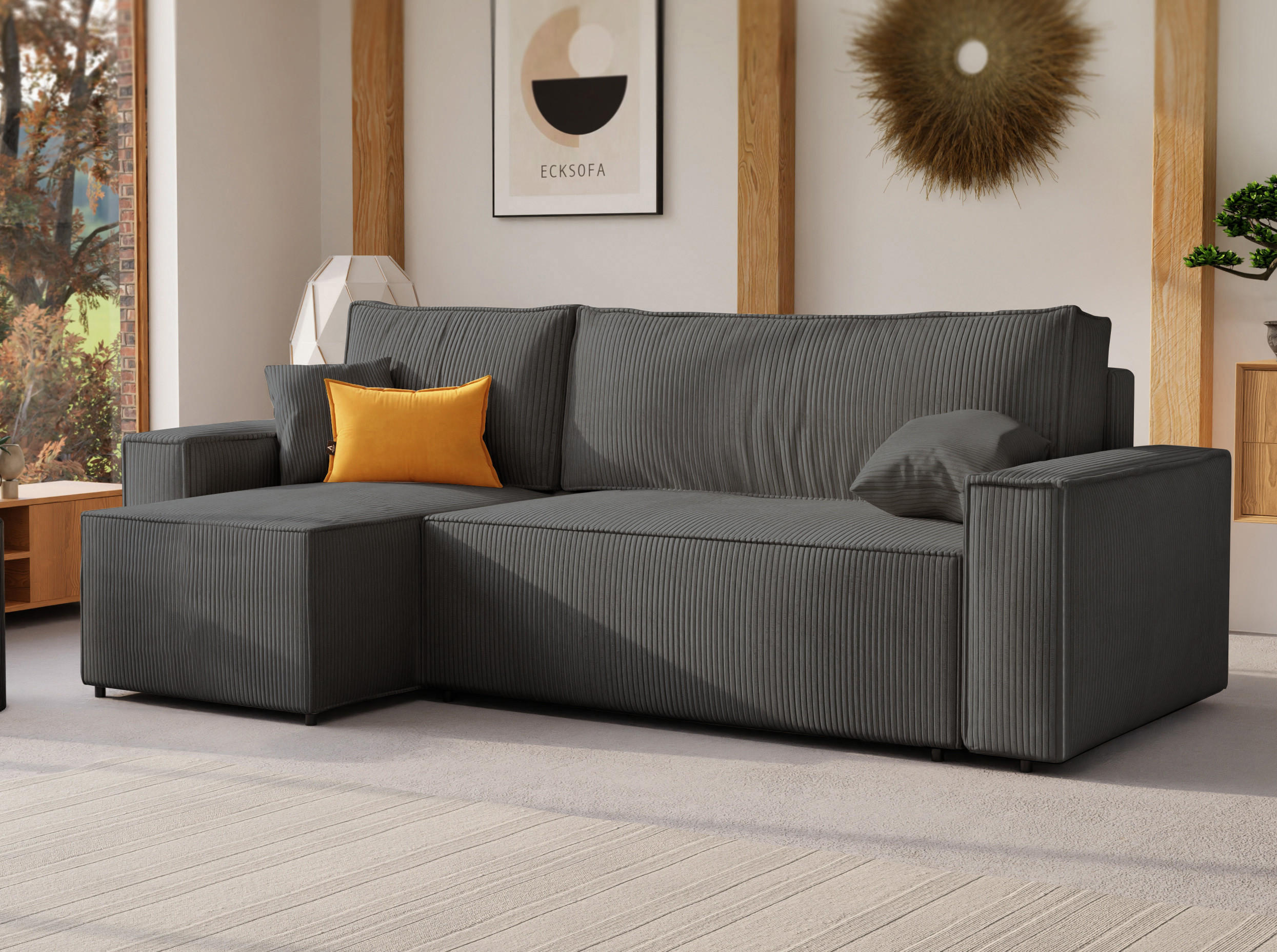 Thumbnail - Idohome Ecksofa, Grau, Textil, 4-Sitzer, L-Form,L-Form, 244x155 cm, Wohnzimmer, Sofas & Couches, Wohnlandschaften, Eckso...